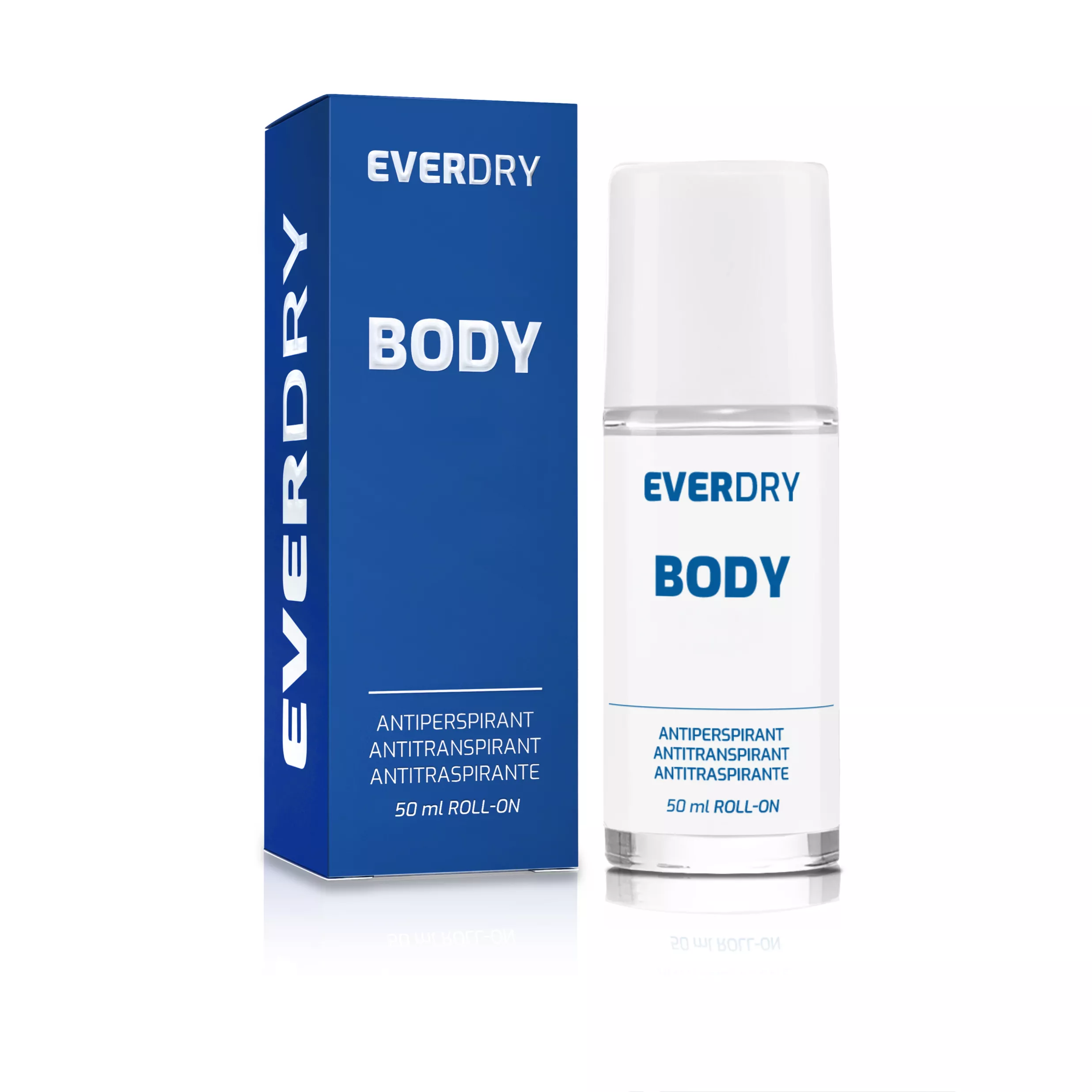 EVERDRY® Antitranspirant Body Roll-On 50 ml mit Verpackung, Roll-On gegen starkes bis sehr starkes Schwitzen unter den Achseln und am Körper