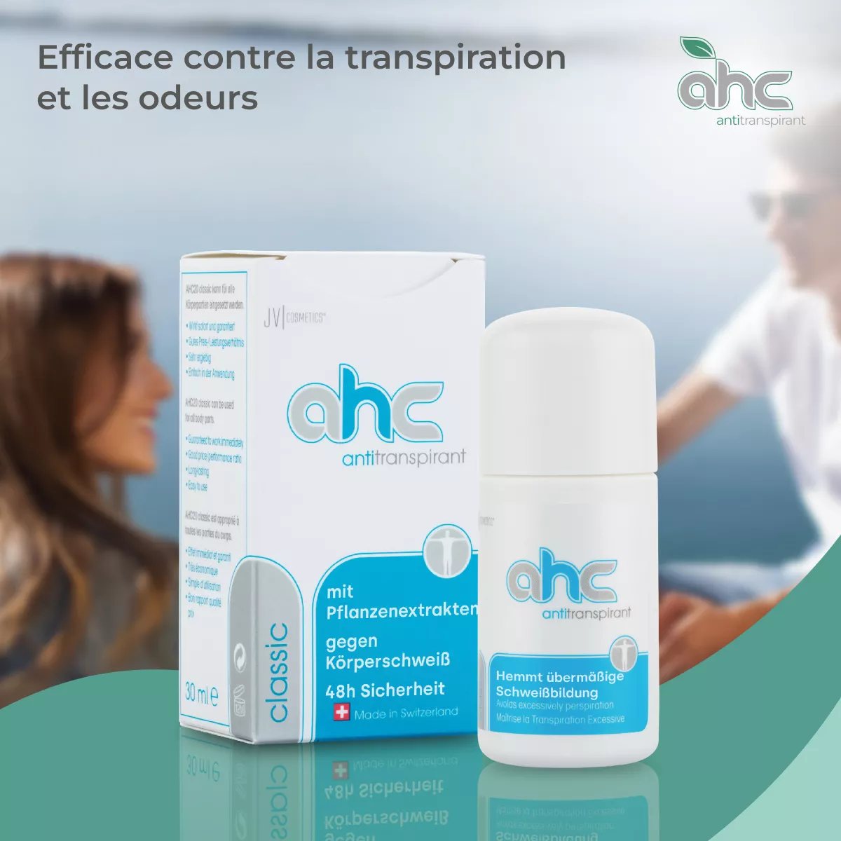 Flacon et boîte sweatstop AHC Classic antitranspirant, efficace contre la transpiration excessive et les odeurs