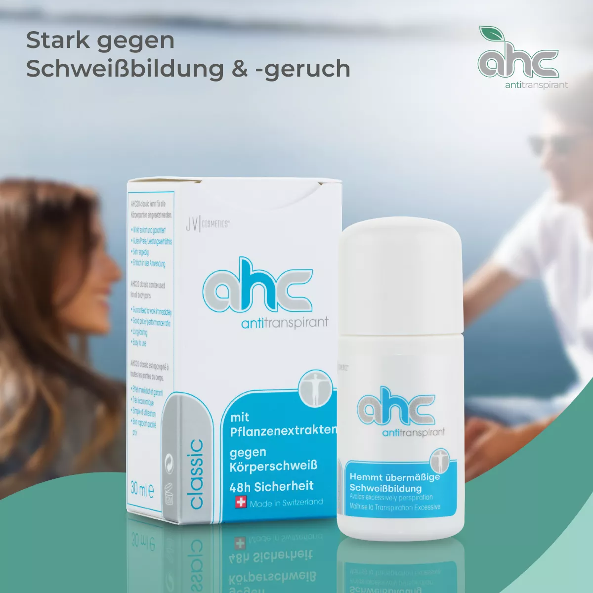 sweatstop AHC classic Antitranspirant Roll-on 30 ml mit Verpackung, schützt bis zu 48h vor übermäßiger Schweißbildung und Geruch