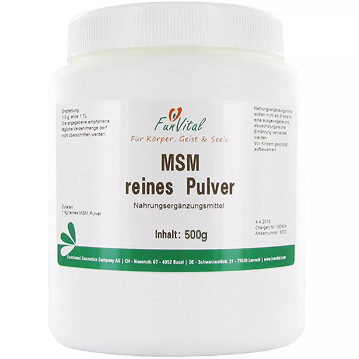 FunVital© MSM reines Schwefelpulver - 500g