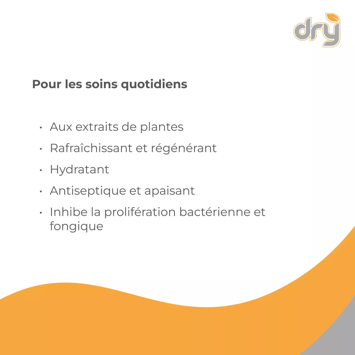 Visuel d’information sweatstop pour les soins quotidiens : extraits de plantes, effet rafraîchissant et régénérant, hydratant, antiseptique et apaisant, inhibe la prolifération bactérienne et fongique