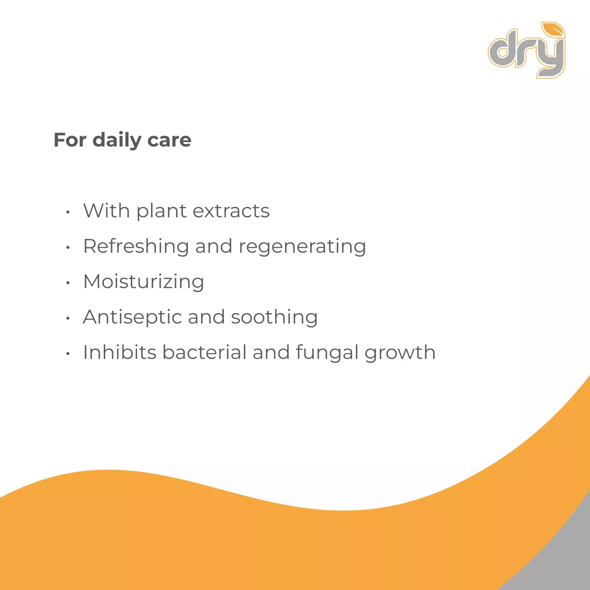 sweatstop daily care information graphic listing plant extracts, refreshing and regenerating, moisturising, antiseptic and soothing, and inhibition of bacterial and fungal growth
