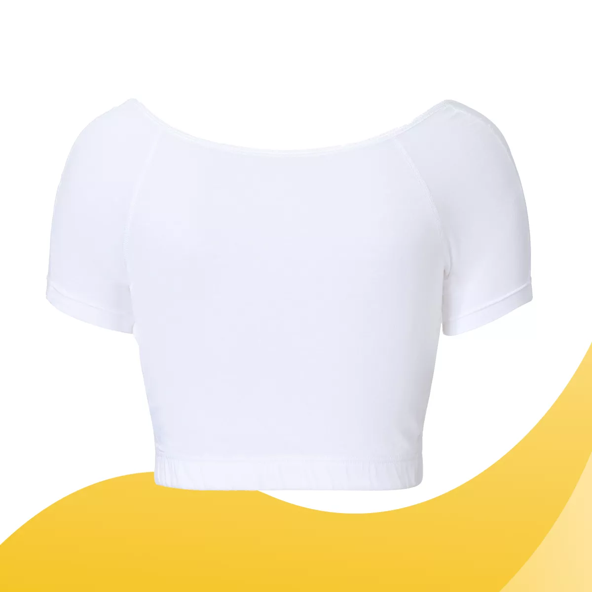 Weißes sweatstop Unterziehshirt mit kurzen Ärmeln, vorne freigestellt, zum Schutz vor Achselschweiß