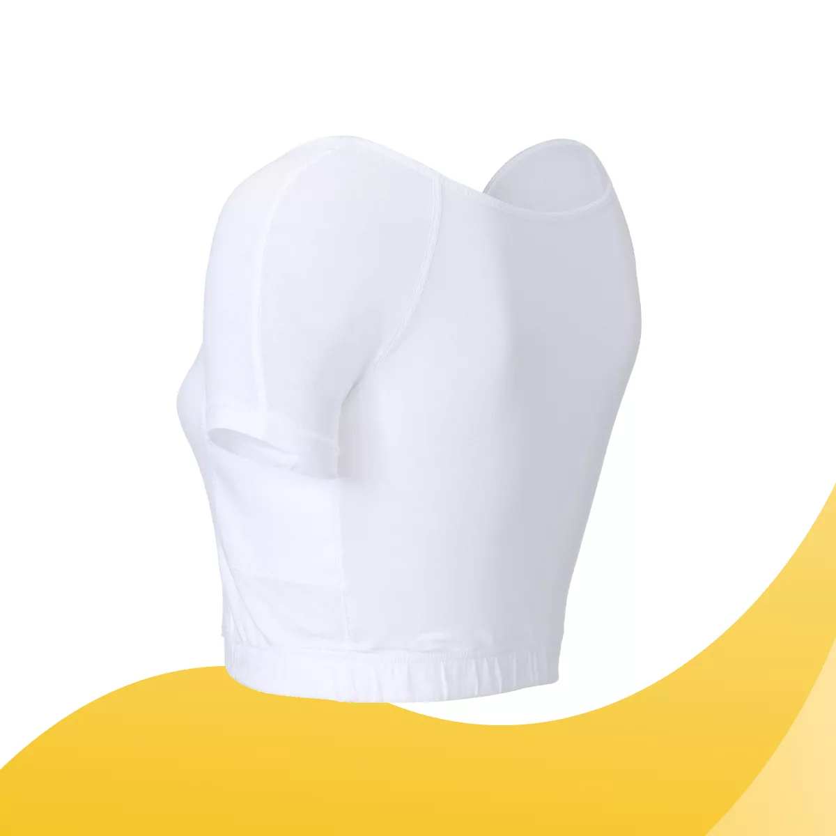 Maillot de corps blanc sweatstop vu de dos, avec empiècements absorbants sous les aisselles pour protéger des traces de transpiration